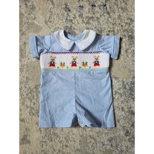 Remember Nguyen Infant 3 months Blue‎ Collared Easter Bunny Short Sleeve Romper